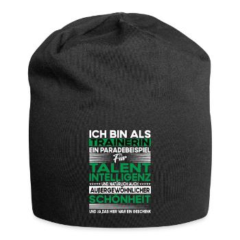 Trainerin Bescheiden - Lustiger Spruch - Jersey-Beanie - Schwarz - Vorne