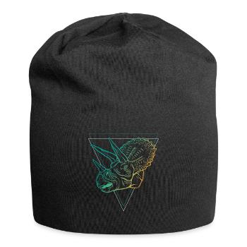 Geometric Triceratops Art Deco Style - Jersey Beanie - black - Front