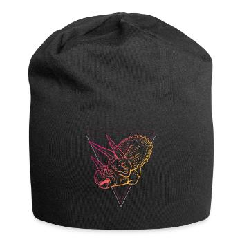 Geometric Triceratops Art Deco Style - Jersey Beanie - black - Front