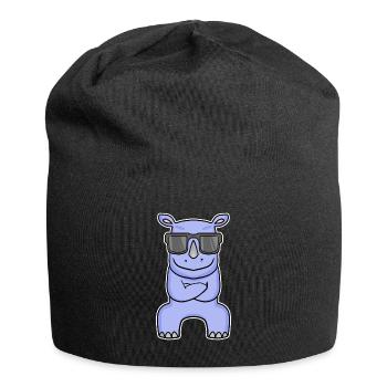 Nilpferd mit Brille - Jersey-Beanie - Schwarz - Vorne