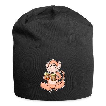Affe mit Bier - Jersey-Beanie - Schwarz - Vorne