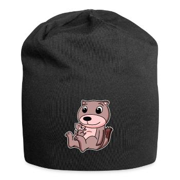 Famille de belettes - belette avec bébé - Bonnet en jersey - noir - Devant