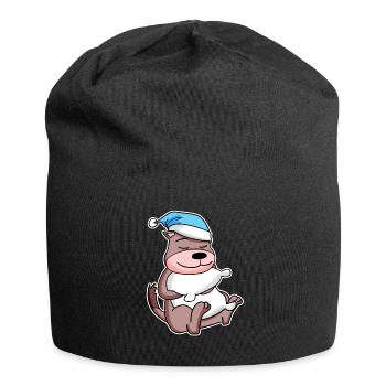 Belette avec oreiller et bonnet de somnolence - Bonnet en jersey - noir - Devant