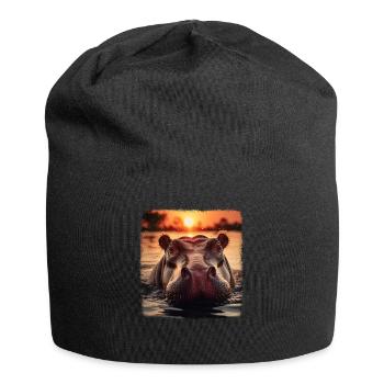 Hippos realistic Hippo - Jersey Beanie - black - Front