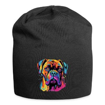 Boxer chien race animal de compagnie - Pop Art coloré - Bonnet en jersey - noir - Devant