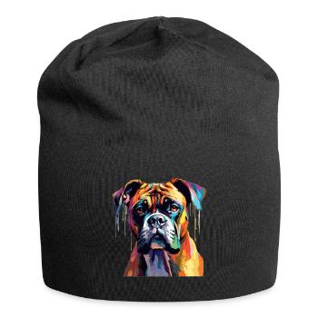 Boxer chien race animal de compagnie - Pop Art coloré - Bonnet en jersey - noir - Devant