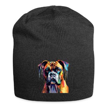 Boxer chien race animal de compagnie - Pop Art coloré - Bonnet en jersey - charbon - Devant