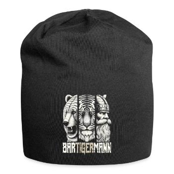 Bärtigermann Bär Tiger Mann Geschenk Bart Sprüche - Jersey-Beanie - Schwarz - Vorne
