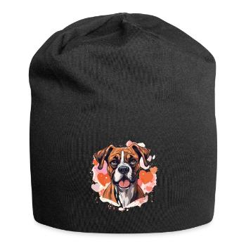 Boxer Dog Breed Pet - Cute Graphic with hearts - Jersey Beanie - black - Front