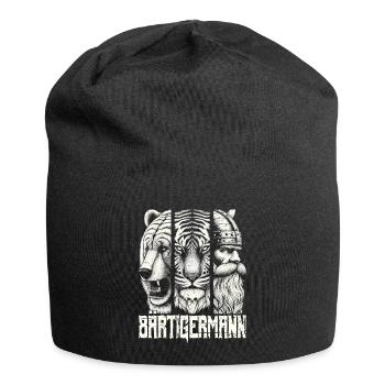 Bärtigermann Bär Tiger Mann Geschenk Bart Sprüche - Jersey-Beanie - Schwarz - Vorne