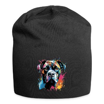 Boxer chien race animal de compagnie - Pop Art coloré - Bonnet en jersey - noir - Devant