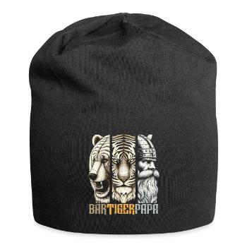 Bärtigerpapa Bär Tiger Mann Geschenk Bart Sprüche - Jersey-Beanie - Schwarz - Vorne