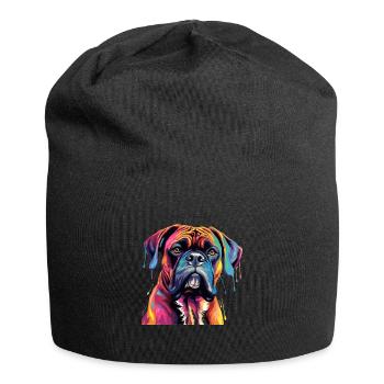 Boxer chien race animal de compagnie - Pop Art coloré - Bonnet en jersey - noir - Devant
