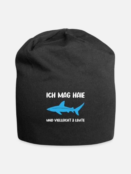 Haie & 3 Leute Liebhaber Geschenk - Jersey-Beanie - Schwarz