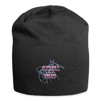 Attention Accro Cheval Idée Cadeau Pour Cavalière - Bonnet en jersey - noir - Devant