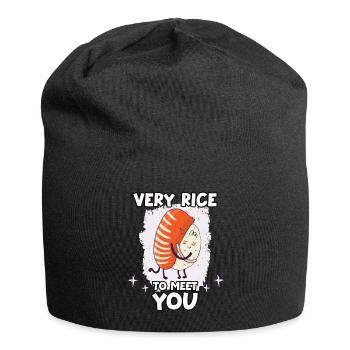 Funny Sushi Motif Nigiri Rice Japanese Cuisine - Jersey Beanie - black - Front