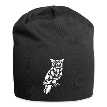 Eule Vogel Wald Wildtier Tier Eulen Scherenschnitt - Jersey-Beanie - Schwarz - Vorne