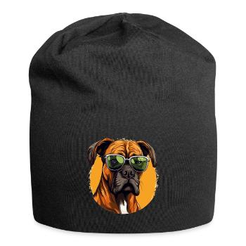 Boxer chien de race animal de compagnie avec lunettes de soleil - Bonnet en jersey - noir - Devant