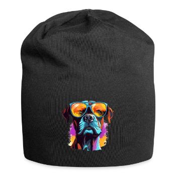 Boxer chien race animaux de compagnie tournesols Pop Art coloré - Bonnet en jersey - noir - Devant