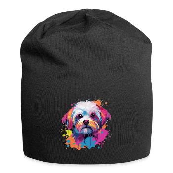 Chien maltais race animal de compagnie Pop Art - Bonnet en jersey - noir - Devant