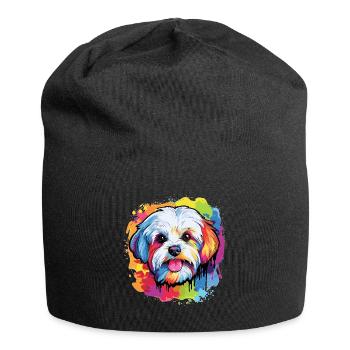 Chien maltais race animal de compagnie Pop Art - Bonnet en jersey - noir - Devant