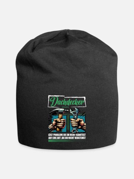 Dachdecker Beruf mit lustigen Spruch - Jersey-Beanie - Schwarz