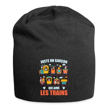 Juste Un Garçon Qui Aime Les Trains - Bonnet en jersey - noir - Devant