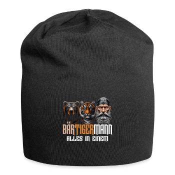 Bärtigermann Bär Tiger Mann Geschenk Bart Sprüche - Jersey-Beanie - Schwarz - Vorne
