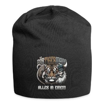 Bärtigermann Bär Tiger Mann Geschenk Bart Sprüche - Jersey-Beanie - Schwarz - Vorne