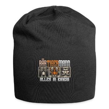 Bärtigermann Bär Tiger Mann Geschenk Bart Sprüche - Jersey-Beanie - Schwarz - Vorne