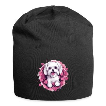 Maltese Dog Breed Pet Cute Graphic with Hearts - Jersey-Beanie - Schwarz - Vorne