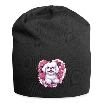 Maltese Dog Breed Pet Cute Graphic with Hearts - Jersey-Beanie - Schwarz - Vorne
