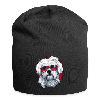 Chien maltais de race animal de compagnie avec lunettes de soleil - Bonnet en jersey - noir - Devant