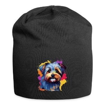 Morkie chien race animal coloré Pop Art - Bonnet en jersey - noir - Devant