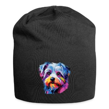 Morkie chien race animal coloré Pop Art - Bonnet en jersey - noir - Devant