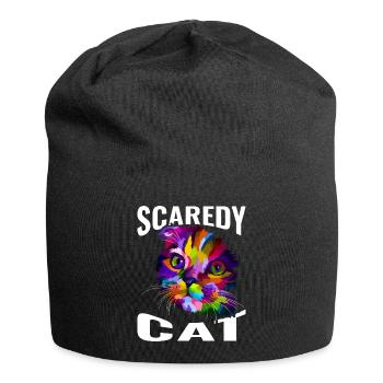 Chat effrayé - Bonnet en jersey - noir - Devant
