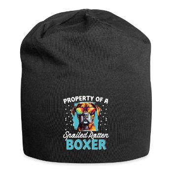 Boxer Dog Breed Pet - Property of a spoiled - Jersey Beanie - black - Front