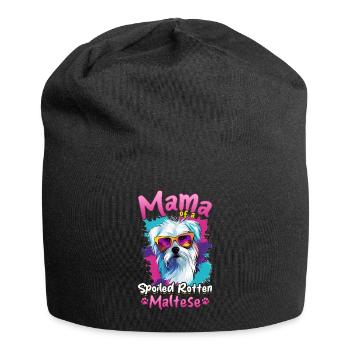 Chien maltais de race de chien de compagnie maman d’un pourri gâté - Bonnet en jersey - noir - Devant