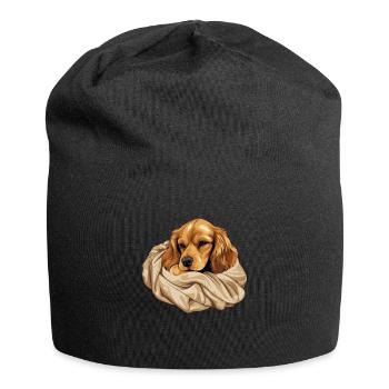 Süßer Hund Welpe Cocker Spaniel - Jersey-Beanie - Schwarz - Vorne