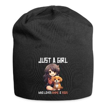 Kawaii Girl Anime Manga Fille et Chien - Bonnet en jersey - noir - Devant