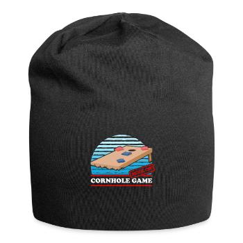 Joueurs de cornhole | Sac de haricots trou aveugle cadeau - Bonnet en jersey - noir - Devant