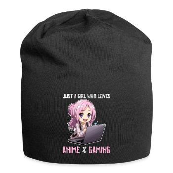Kawaii Girl Anime Manga Girl Cat - Jersey Beanie - black - Front