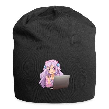 Kawaii Girl Anime et amateur d’anime de jeux vidéo - Bonnet en jersey - noir - Devant