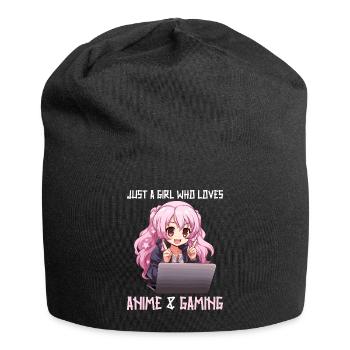 Kawaii Girl Anime Manga Girl Cat - Jersey Beanie - black - Front
