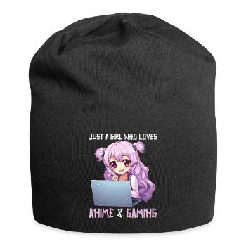 Kawaii Girl Anime Manga Girl Cat - Jersey Beanie - black - Front