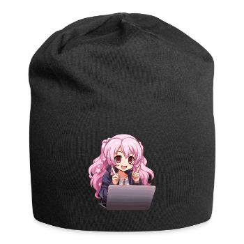Kawaii Girl Anime et amateur d’anime de jeux vidéo - Bonnet en jersey - noir - Devant