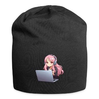 Kawaii Girl Anime et amateur d’anime de jeux vidéo - Bonnet en jersey - noir - Devant