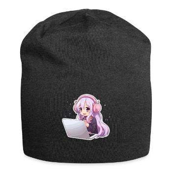 Kawaii Girl Anime et amateur d’anime de jeux vidéo - Bonnet en jersey - charbon - Devant
