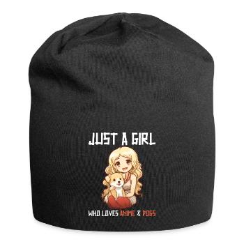 Kawaii Girl Anime Manga Fille et Chien - Bonnet en jersey - noir - Devant