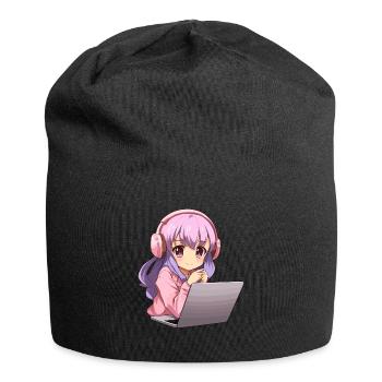 Kawaii Girl Anime et amateur d’anime de jeux vidéo - Bonnet en jersey - noir - Devant